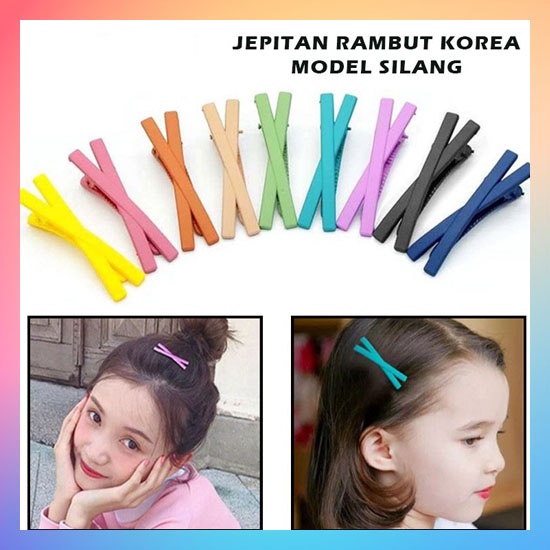 Jual Jepit Rambut Korea Model Silang Jepitan Poni X Matte Warna Warni