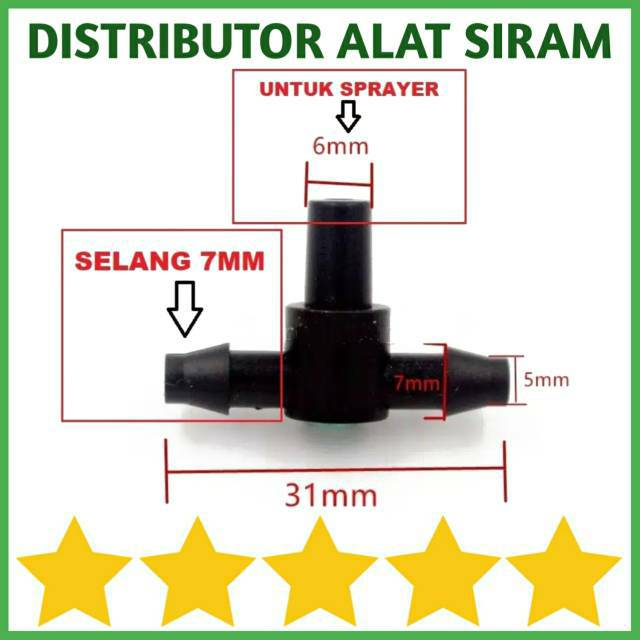 Jual KONEKTOR NEPEL TEE SELANG PE 7MM KE SPRAYER 6MM HEAD MIST NOZZLE