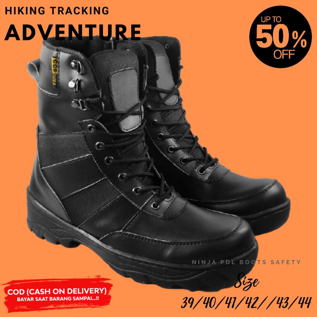 Jual Cod Sepatu Pria Dlt Ninja Pdl Hitam Boots Tinggi Safety Ujung