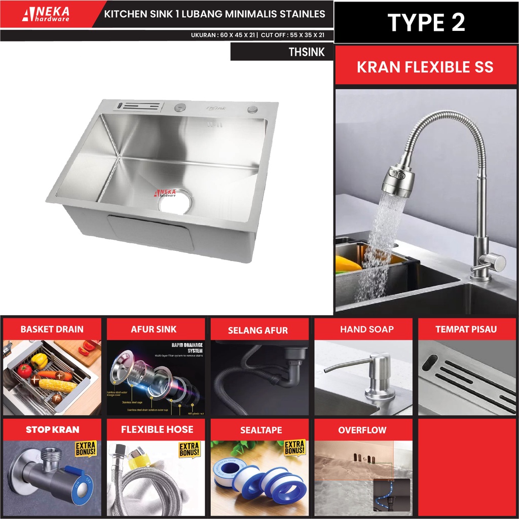 Jual Kitchen Sink Thsink Stainless Steel Sus Paket Komplit