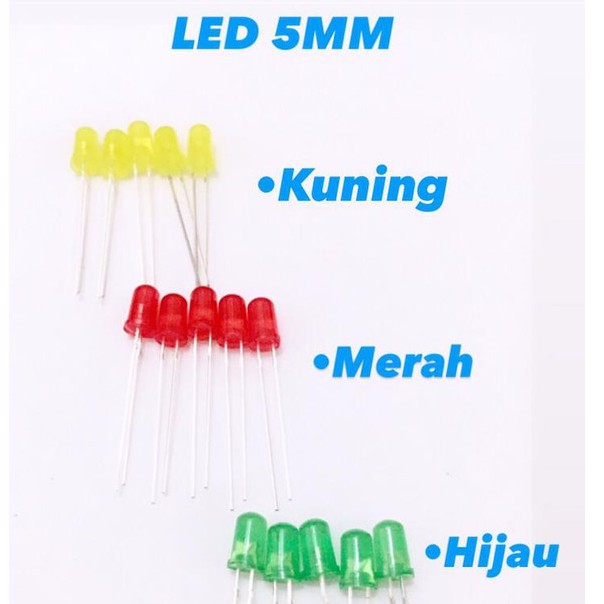 Jual 100PCS LAMPU LED 5MM LED Diode MERAH KUNING HIJAU 5MM Shopee