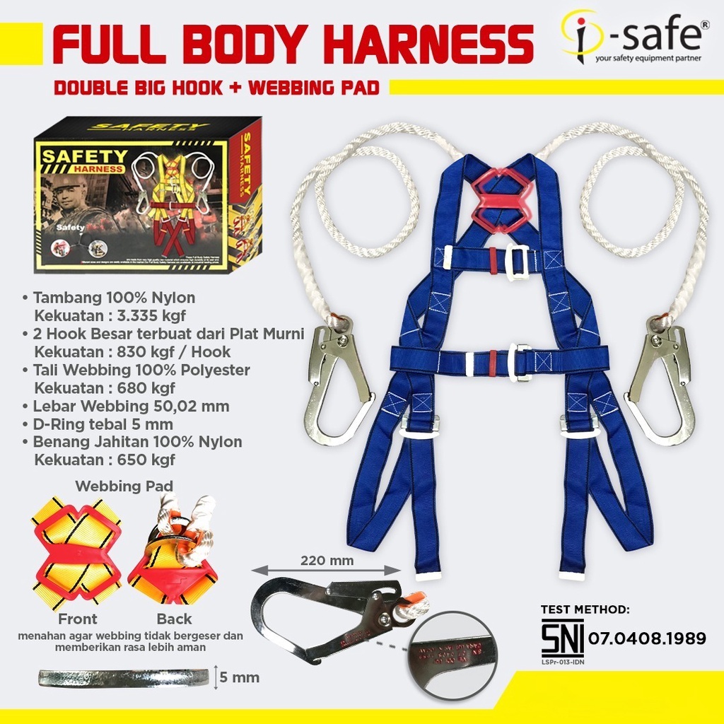 Jual I Safe Full Body Harness Sni Double Big Hook Safety Belt Sabuk