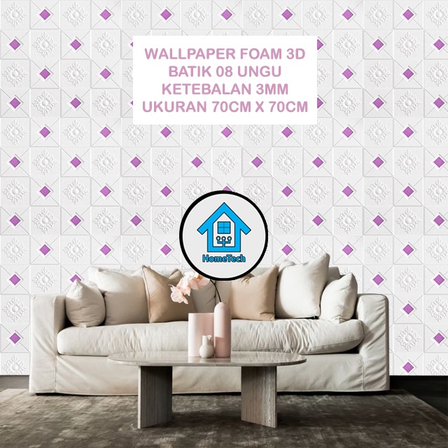 Jual HT Wallpaper Foam Motif Batik 08 Ungu 3D Wallpaper Batik Sticker