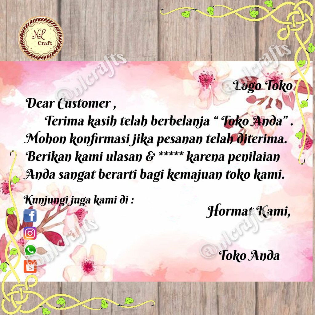 Jual Thank You Card Kartu Ucapan Terima Kasih Online Shop Shopee