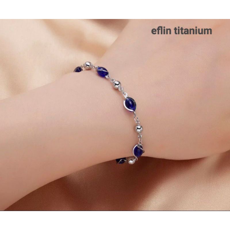 Jual Gelang Rantai Titanium Wanita Permata Stainless Steel Terbaru Anti