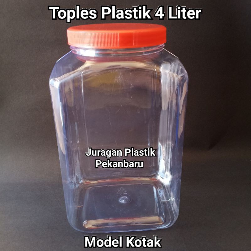 Jual Toples Plastik Liter Model Kotak Tutup Merah Toples Petak