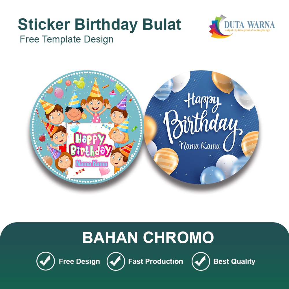 Jual Sticker Ulang Tahun Bulat Souvenir Birthday Sticker Bulat