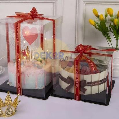 Jual BOX KUE TRANSPARAN KOTAK Kotak Kue Ulang Tahun Cake Box Mika