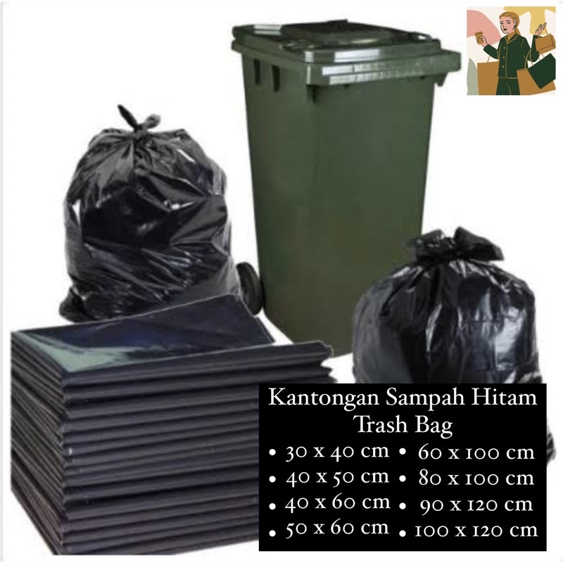 Jual Harga 1 Pack HD Sampah Kantong Plastik Sampah Hitam Trash