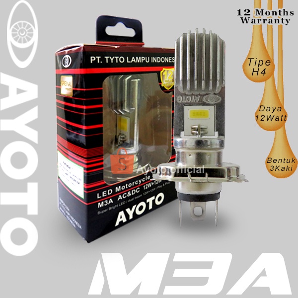 Jual Lampu Motor Depan Headlamp LED H4 AYOTO AC DC M3A Luxury Led