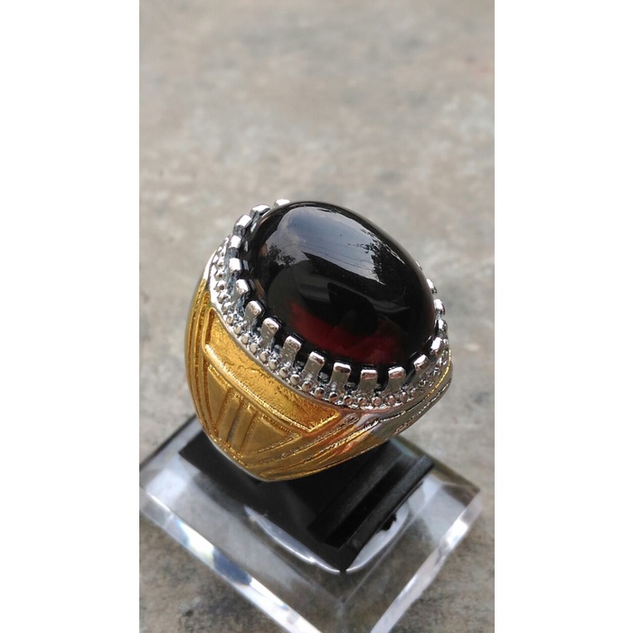 Jual CINCIN BATU AKIK KECUBUNG API OBSIDIAN HITAM PEKAT TEMBUS MERAH