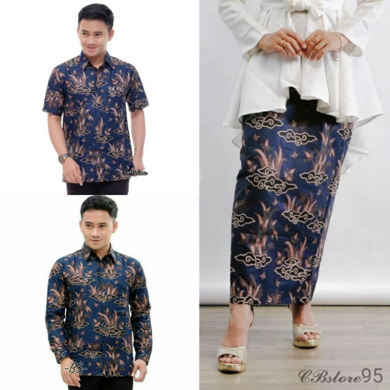 Jual Promo Batik Couple Kemeja Pria Lengan Panjang Dan Rok Span