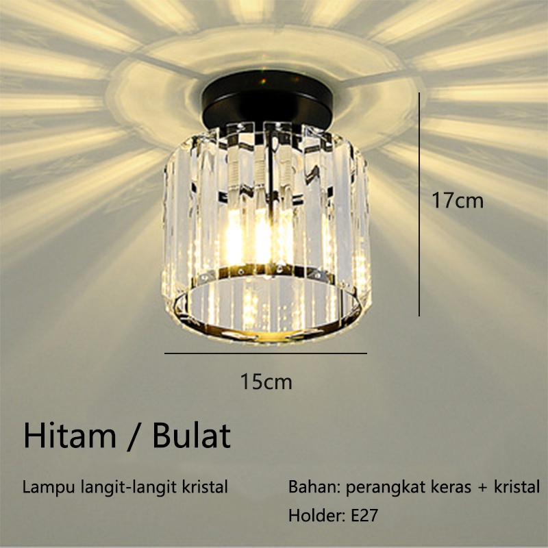 Jual Lampu Plafon Gantung Kristal Minimalis 2 Model Kotak Bulat