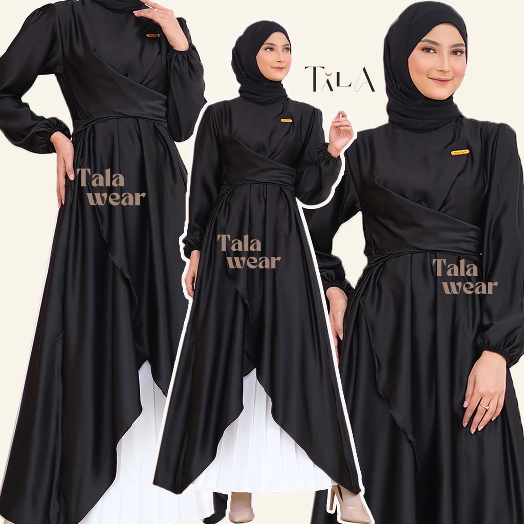 Jual ELENA DRESS Gamis Pesta Tunik Dress Kondangan Satin Silk Premium