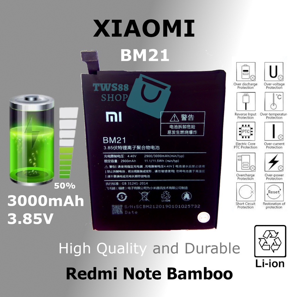 Jual Tws Baterai Batre Battery Original Xiaomi Mi Note Bamboo