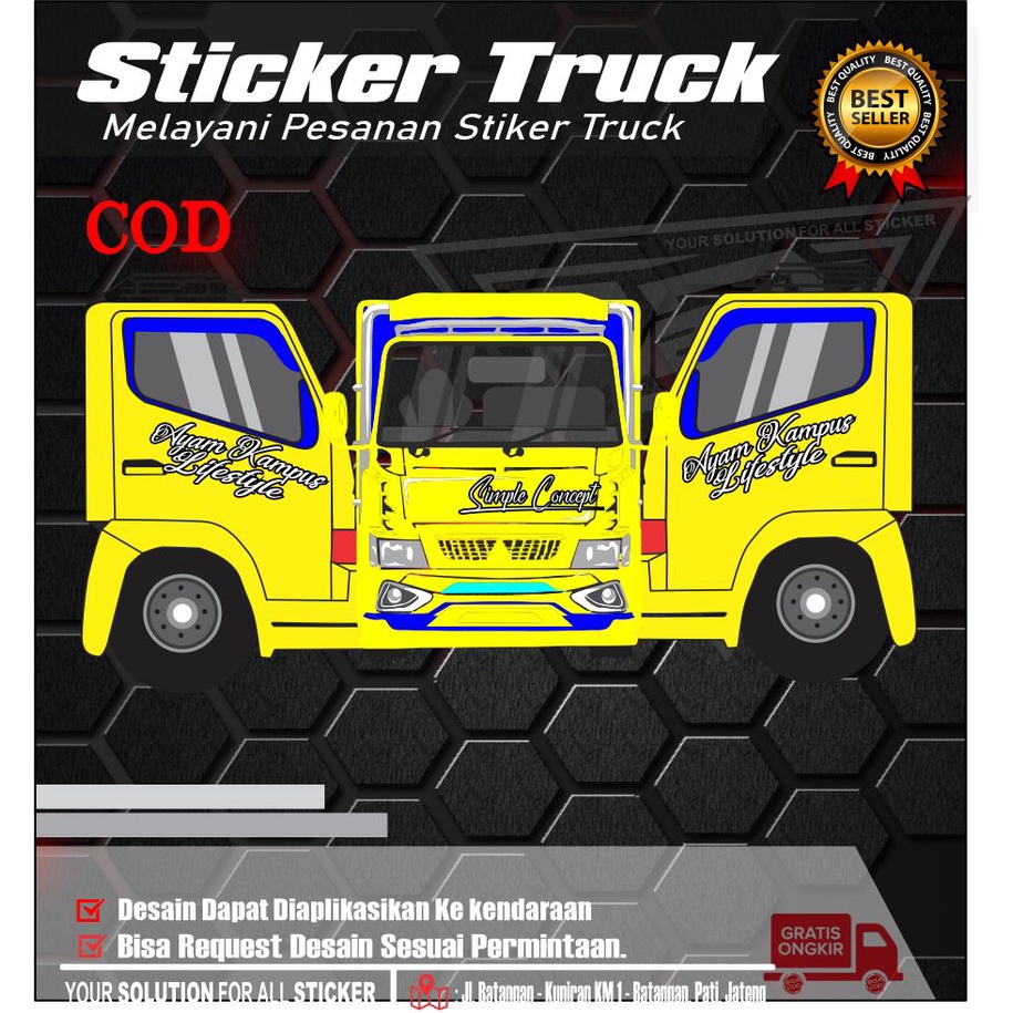 Jual Sticker Truck Kabin Tulisan Stiker Nama Merek Truck Canter Elf