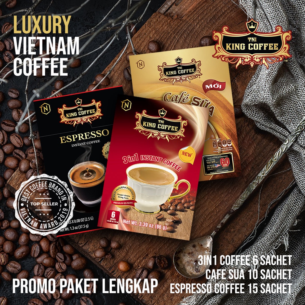 Jual Bundling Promo King Coffee 3 Varian Espresso 15 Sachet 3in1