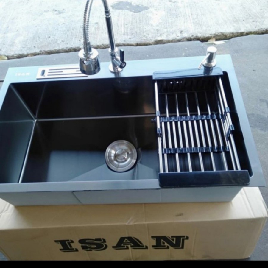 Jual Paket Lengkap Kitchen Sink Isan 7545 Black Model Bolzano Shopee