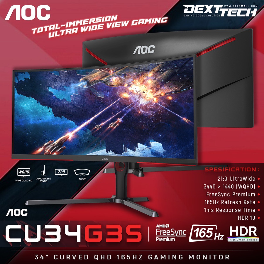 Jual Aoc Cu G S Inch Curved Ultrawide Va Qhd Hz Gaming Monitor