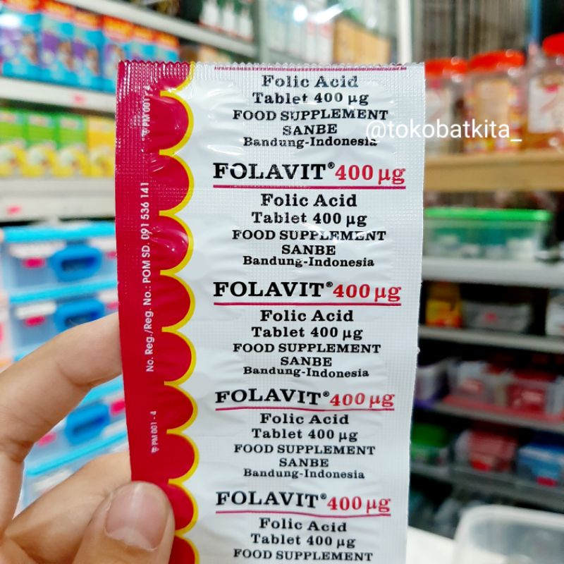 Jual ISI 10TABET FOLAVIT 400 MG TABLET VITAMIN ASAM FOLAT BAGI