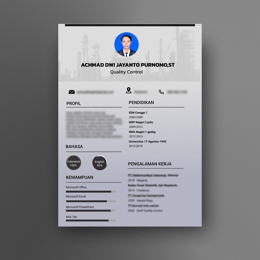 Jual Jasa Desain CV Curriculum Vitae Resume Murah Professional 1x24 Jam