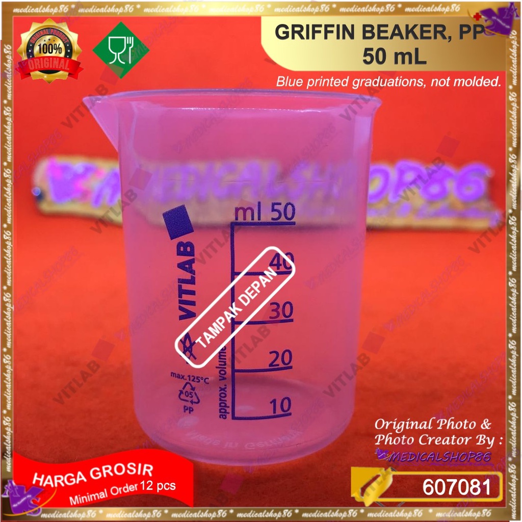 Jual BEAKER PLASTIK 50ml Griffin Beaker PP 50ml VITLAB Shopee