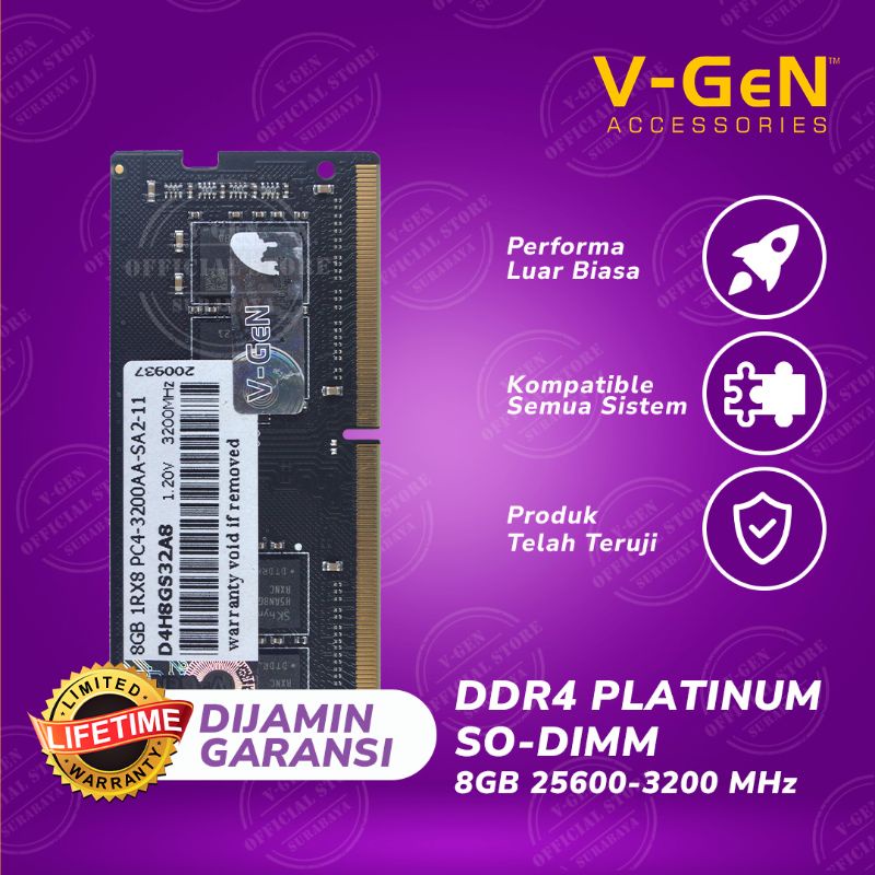 Jual RAM DDR4 SODimm V GeN 8GB PC25600 3200Mhz V GeN Shopee Indonesia