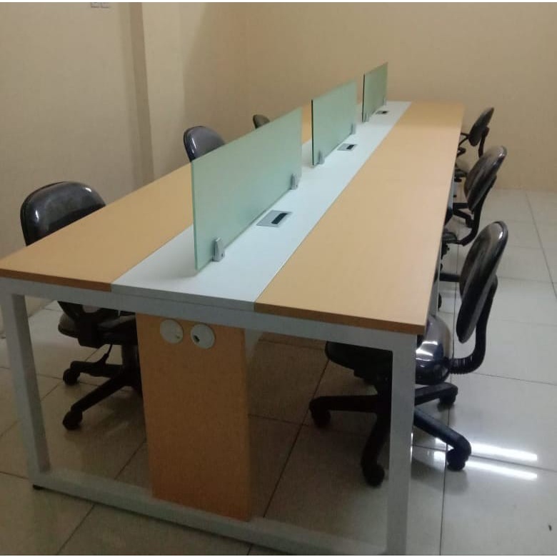 Jual Meja Partisi Kantor Workstation Staf Seater Sekat Kaca Qbic