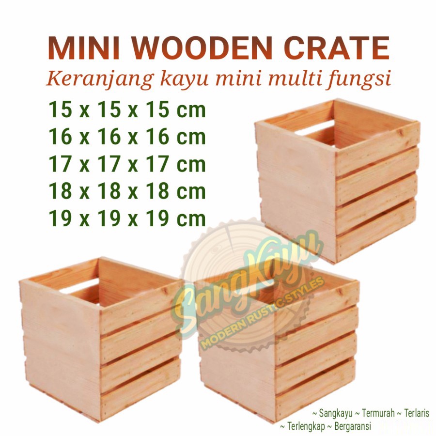 Jual Kotak Penyimpanan Serbaguna Kayu Mini Crate Kayu Wooden Storage