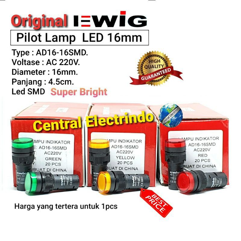 Jual Pilot Lamp Led Mm Ewig Ac V Ad Smd Super Bright Shopee