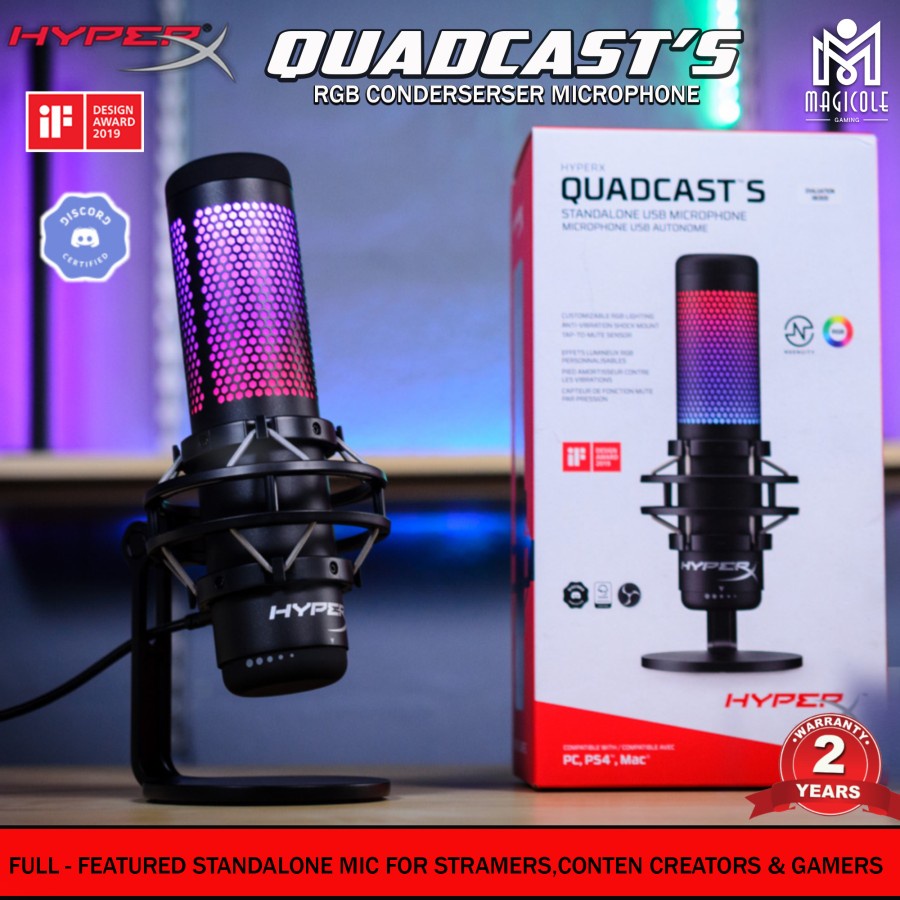 Jual HyperX Quadcast S RGB USB Condenser Gaming Microphone Shopee