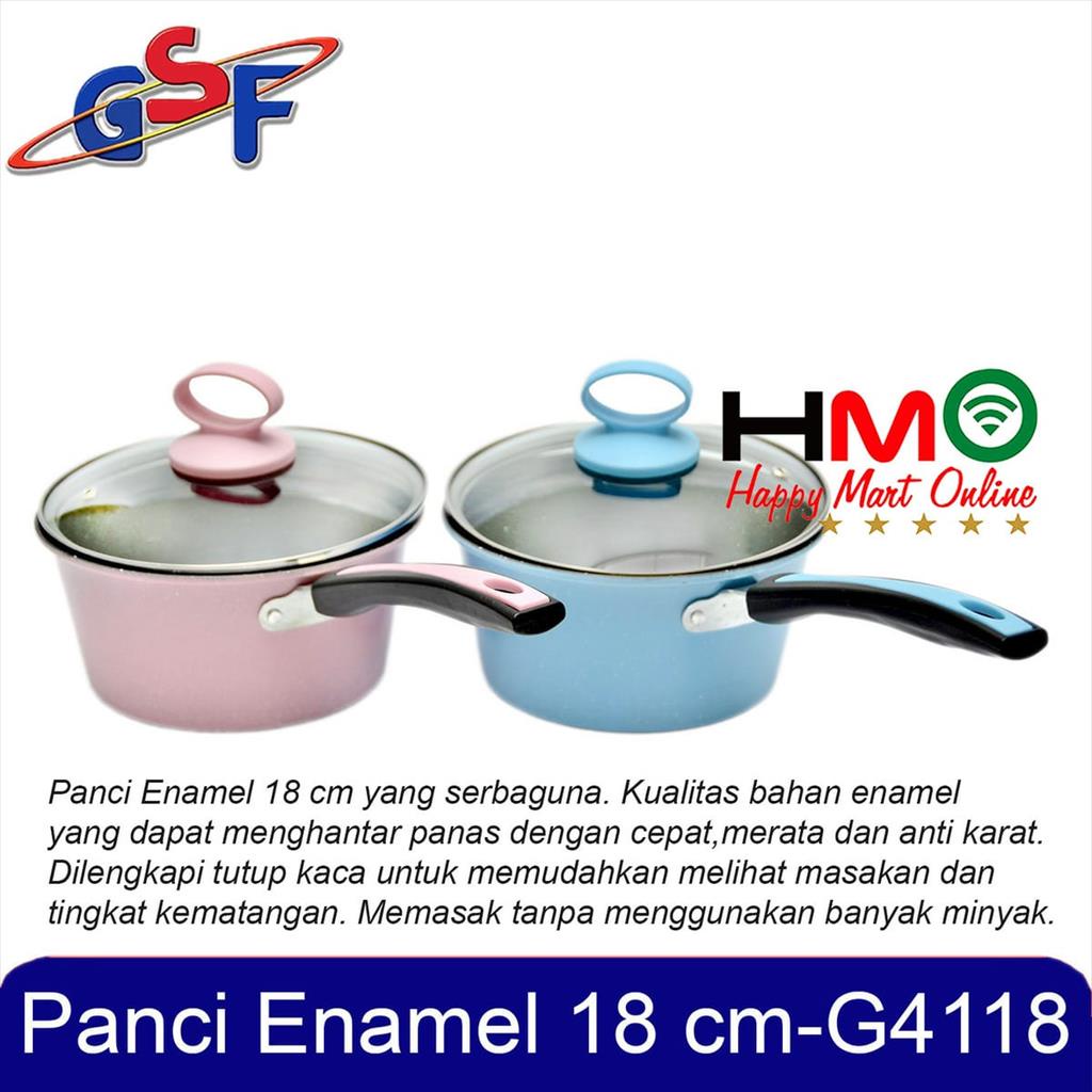 Jual Panci Susu Enamel Tutup Kaca Diameter 18CM GSF 4118 18 CM Sauce