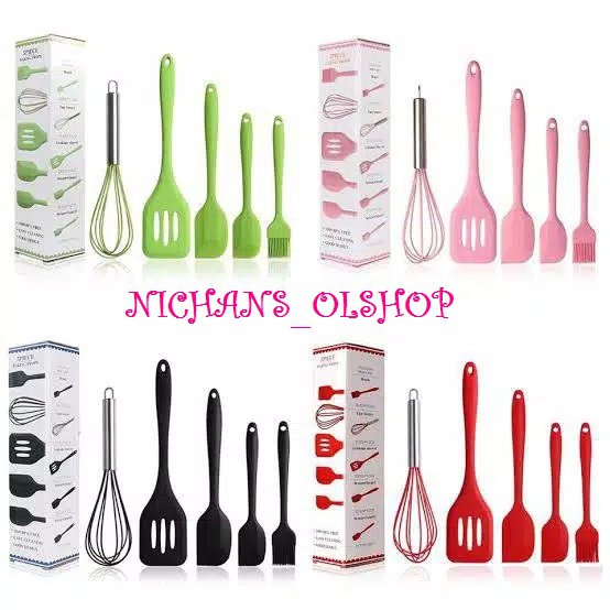 Jual Spatula Silikon Set Pcs Peralatan Masak Tahan Panas Anti