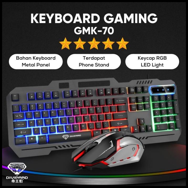 Jual Divipard Keyboard Plus Mouse Gaming Gmk Kabel Usb Led Light