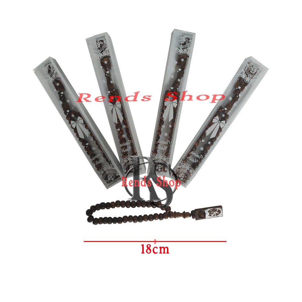 Jual Souvenir Tasbih Kayu Plat Butir Kemasan Mika Motif Hadiah