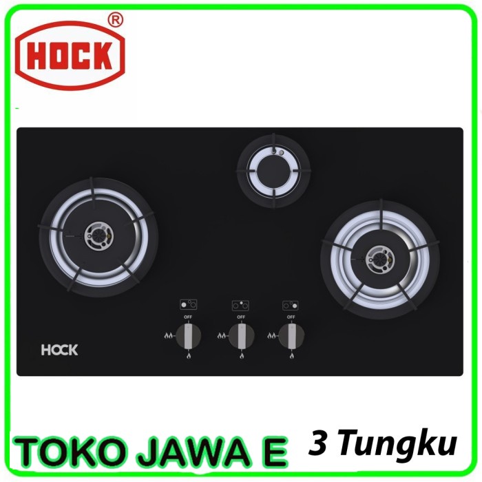 Jual Kompor Gas Tanam Kaca 3 Tungku HOCK HB 330OC Optima Crystal