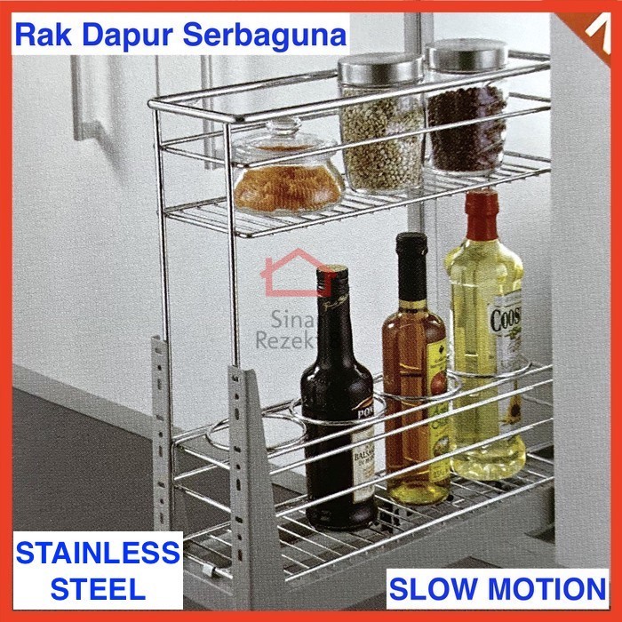 Jual Rak Tarik Dapur Vitco Xc Slow Motion Stainless Bumbu Botol