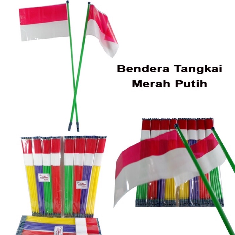 Jual Bendera Tongkat Tangkai Merah Putih Plastik Bendera Plastik