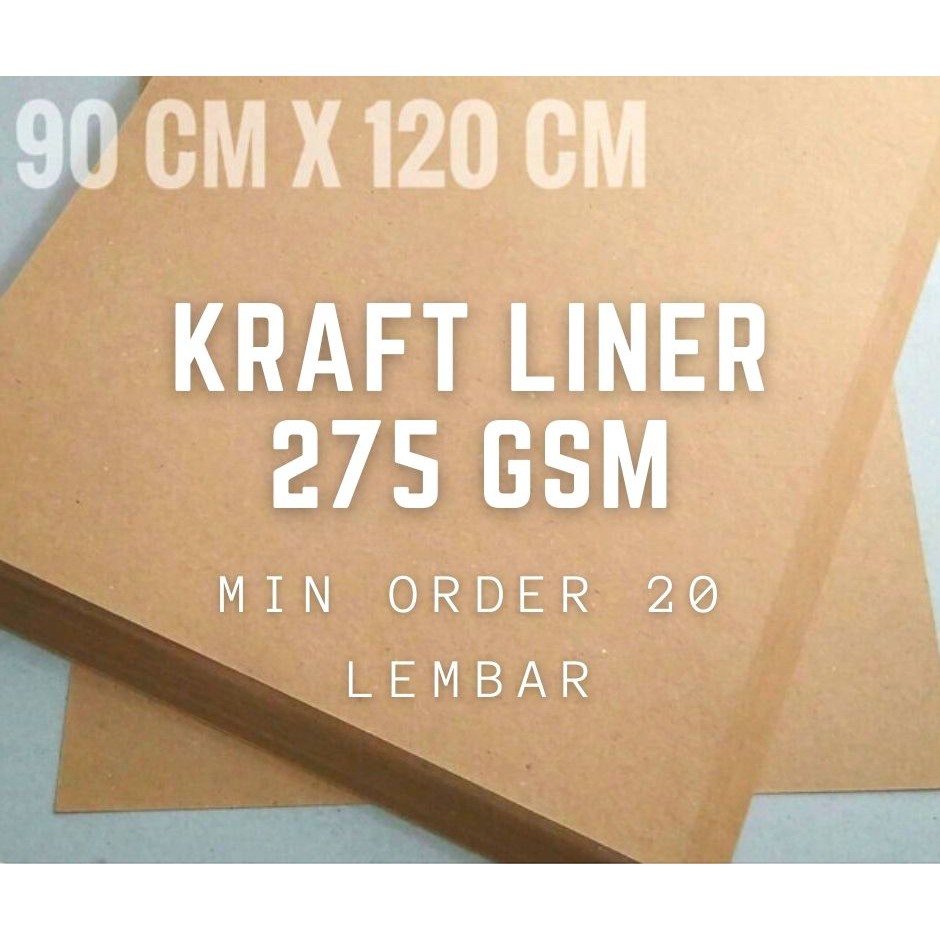 Jual KERTAS KRAFT LINER 275 GSM UKURAN PLANO 90 X 120 CM HARGA GROSIR