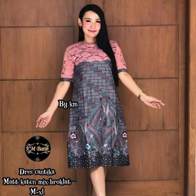 Jual Dress Wilujeng Batik Brokat Seragam Batik Cantik Formal Seragam