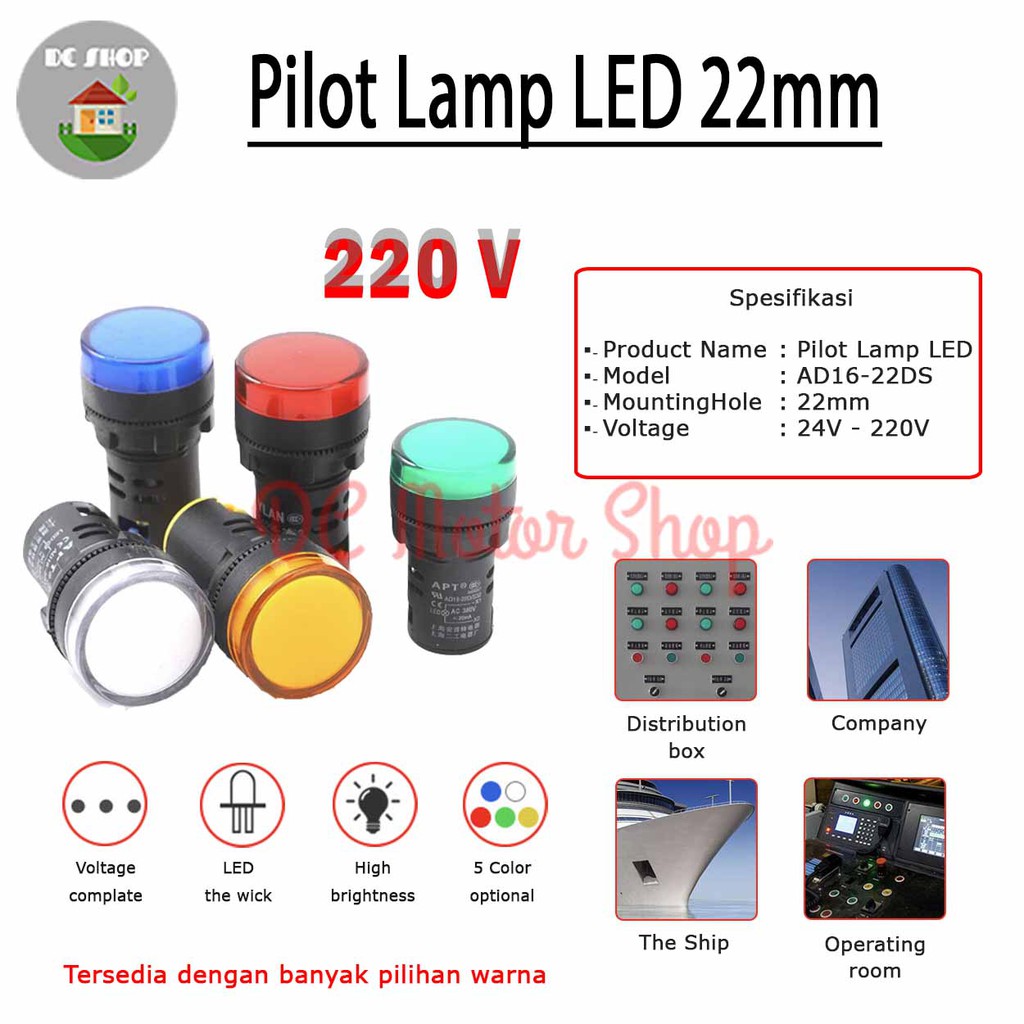 Jual Pilot Lamp Led Lampu Indikator Mm Ad Ds Ac V Premium