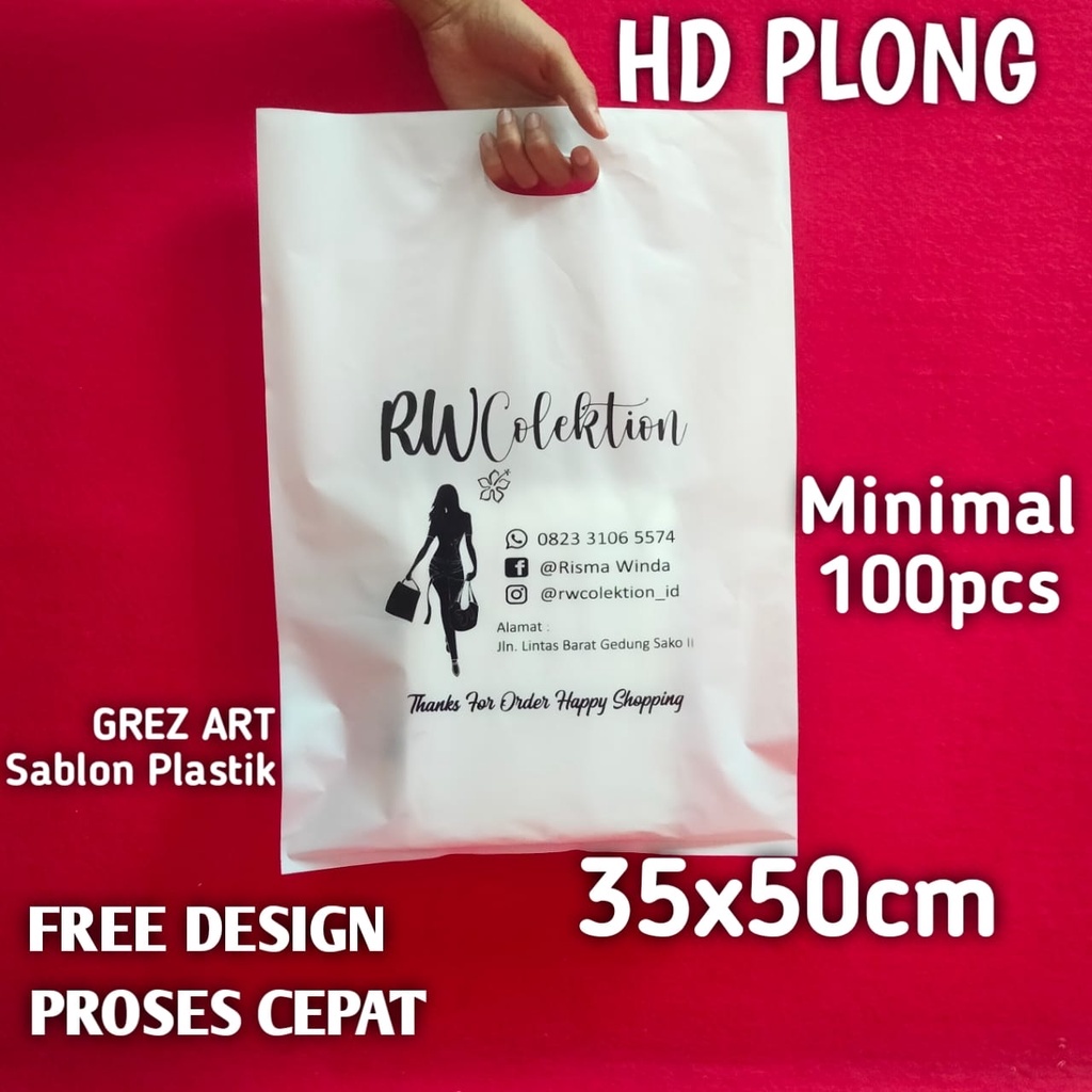 Jual Plastik Sablon HD Plong Packing Olshop 35x50 Murah FREE DESIGN