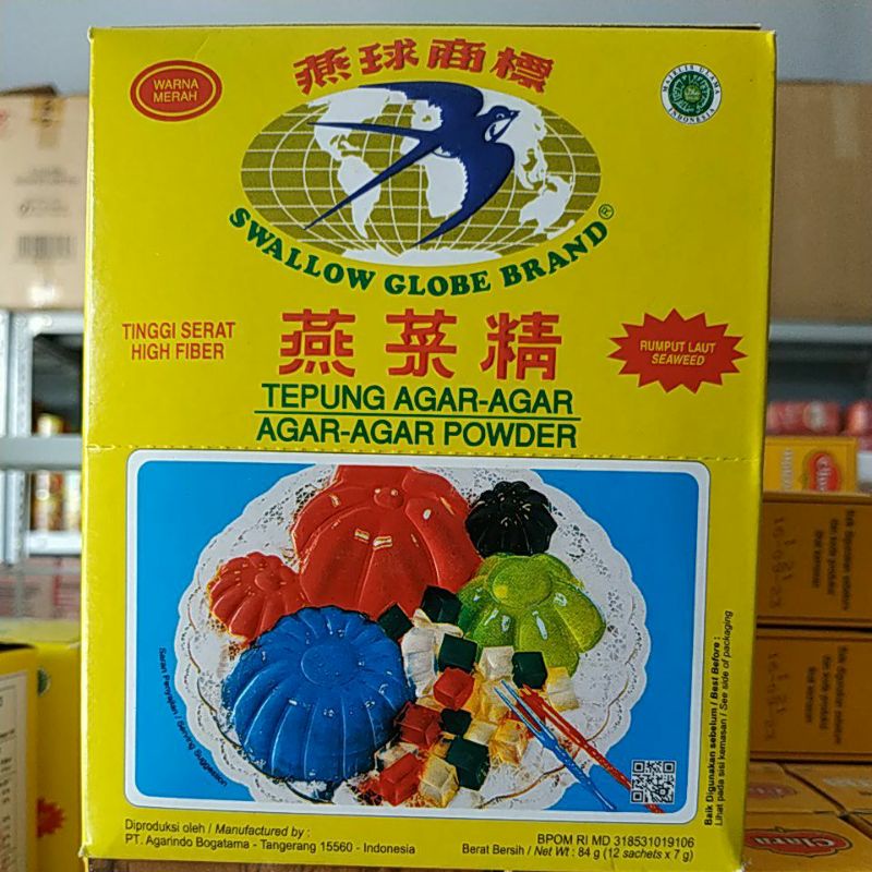 Jual Swallow Grass Globe Brand Tepung Agar Puding Jeli Powder 7G All