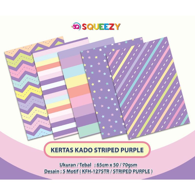 Jual Kertas Kado Squeezy Isi Motif Lembar Cm X Cm Striped