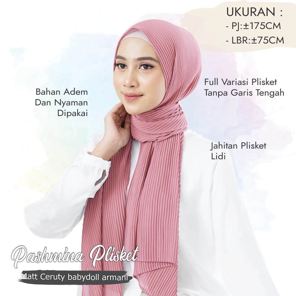 Jual Pashmina Full Plisket Ceruty Babydoll Hijab Pashmina Plisket