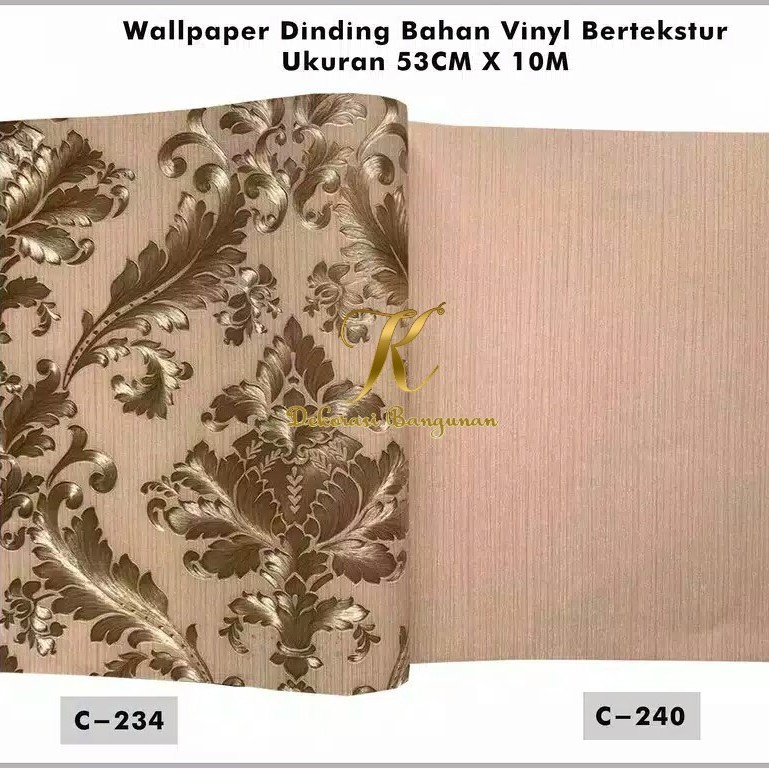 Jual Wallpaper Dinding Vinyl Mewah Klasik Gold Premium Timbul Motif