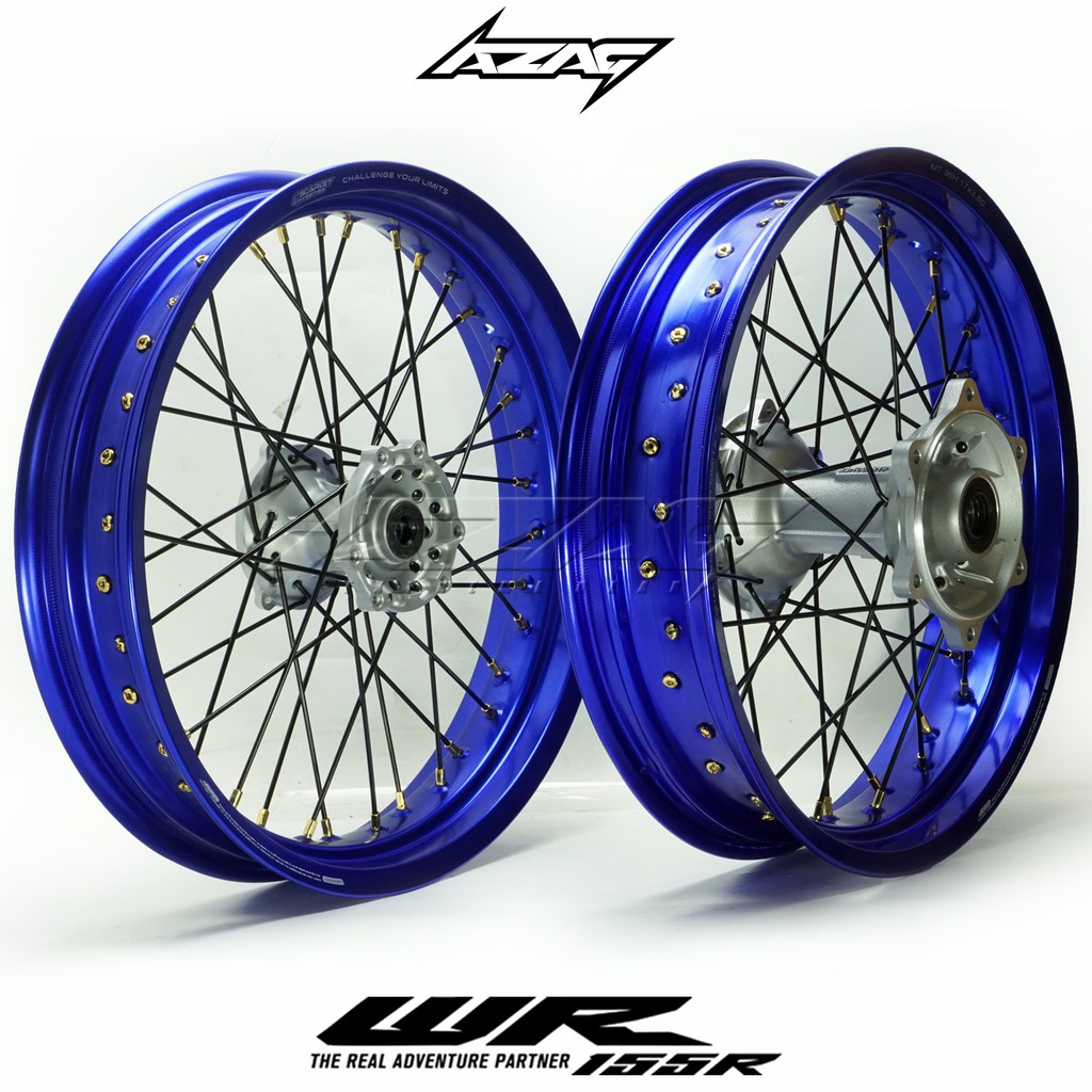 Jual VELG SET SUPERMOTO YAMAHA WR155 SCARLET BLUE TROMOL ORIGINAL