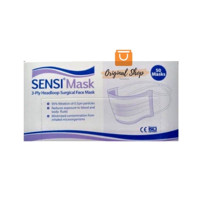 Jual Masker Sensi Headloop 3 Ply Surgical Face Mask Hijau 1 Box 50 Pcs