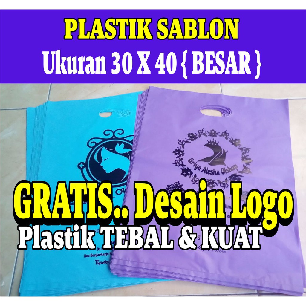 Jual KANTONG PLASTIK SABLON CUSTOM Sablon 30 X 40 Besar Buat GAMIS