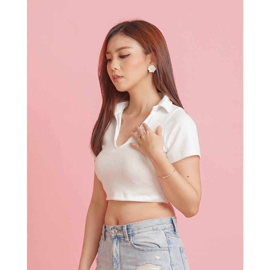 Jual Modavie Sharlene Crop Top Korea Knit Sexy Korean Style Kaos